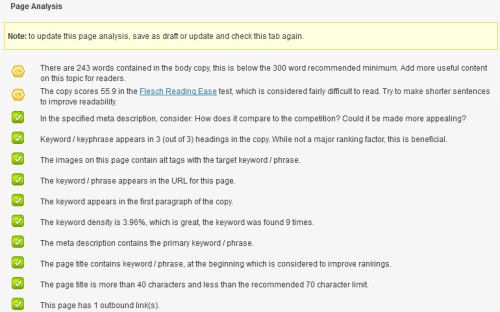 SEO Plugin Yoast Page Analysis