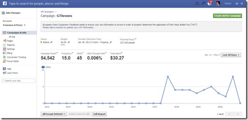 Facebook ads campaign tracking