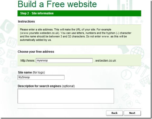 website builder step 2